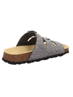 Leder-Pantoletten in Schwarz/ Silber