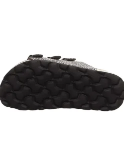 Leder-Pantoletten in Schwarz/ Silber