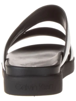 Leder-Pantoletten in Schwarz/ Weiß