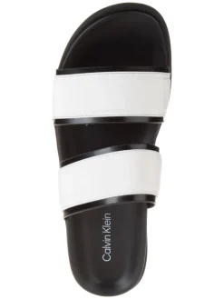 Leder-Pantoletten in Schwarz/ Weiß