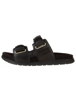 Leder-Pantoletten in Schwarz