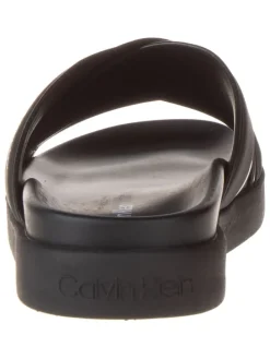 Leder-Pantoletten in Schwarz