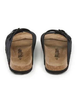 Leder-Pantoletten in Schwarz