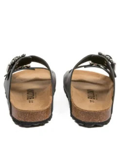 Leder-Pantoletten in Schwarz