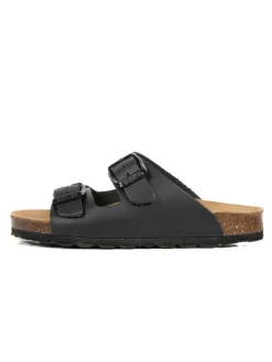 Leder-Pantoletten in Schwarz