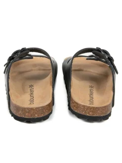 Leder-Pantoletten in Schwarz