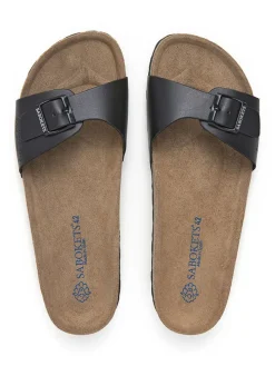 Leder-Pantoletten in Schwarz