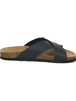 Leder-Pantoletten in Schwarz