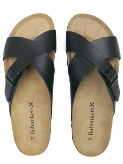 Leder-Pantoletten in Schwarz