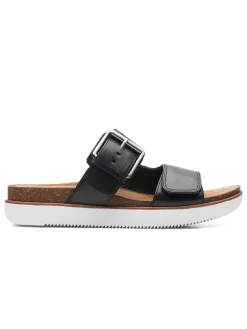 Leder-Pantoletten in Schwarz