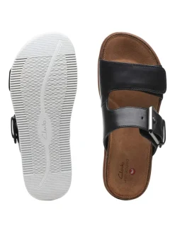 Leder-Pantoletten in Schwarz