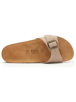 Leder-Pantoletten in Taupe