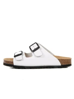 Leder-Pantoletten in Weiß