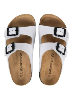 Leder-Pantoletten in Weiß