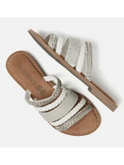 Leder-Pantoletten in Weiß