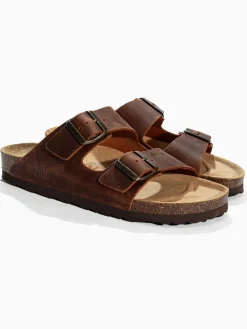 Leder-Pantoletten "Trefle" in Braun