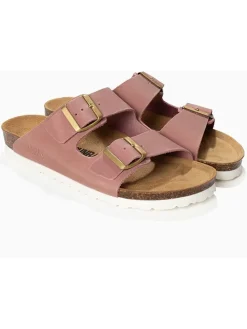 Leder-Pantoletten "Trefle" in Rosa