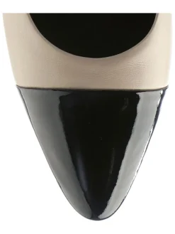 Leder-Pumps in Beige/ Schwarz