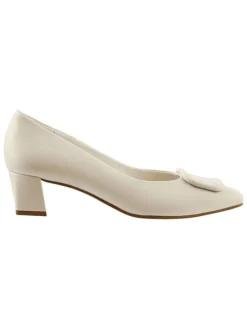 Leder-Pumps in Creme