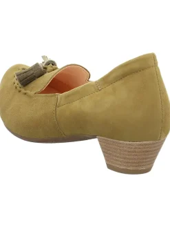 Leder-Pumps in Khaki