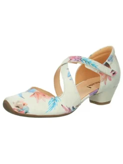 Leder-Pumps in Weiß/ Bunt