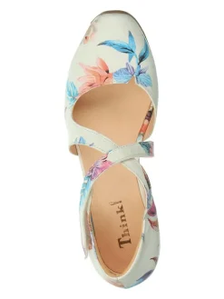 Leder-Pumps in Weiß/ Bunt