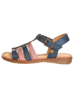 Leder-Sandalen "Atenas" in Dunkelblau/ Hellbraun