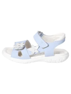Leder-Sandalen "Carola" in Hellblau/ Weiß