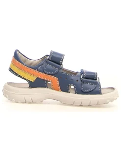 Leder-Sandalen "Doba" in Blau/ Orange