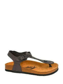 Leder-Sandalen in Anthrazit