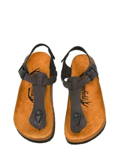 Leder-Sandalen in Anthrazit