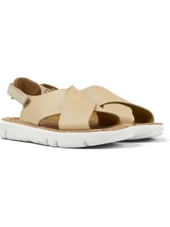 Leder-Sandalen in Beige