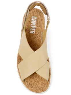 Leder-Sandalen in Beige