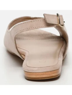 Leder-Sandalen in Beige