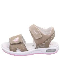 Leder-Sandalen in Beige