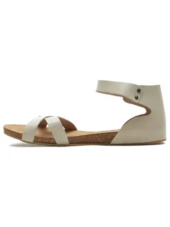 Leder-Sandalen in Beige