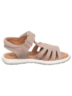 Leder-Sandalen in Beige
