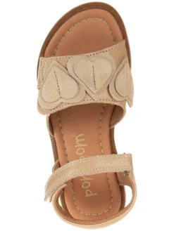 Leder-Sandalen in Beige