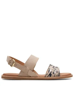 Leder-Sandalen in Beige/ Schwarz