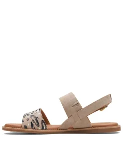 Leder-Sandalen in Beige/ Schwarz