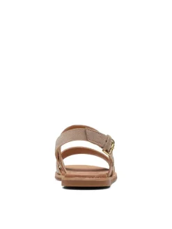 Leder-Sandalen in Beige/ Schwarz