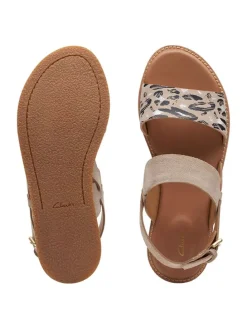 Leder-Sandalen in Beige/ Schwarz