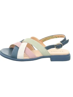 Leder-Sandalen in Blau/ Rosa/ Weiß