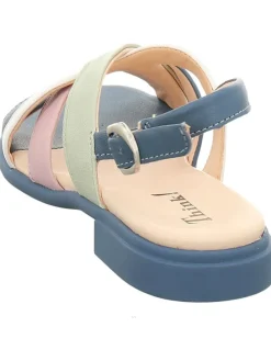 Leder-Sandalen in Blau/ Rosa/ Weiß