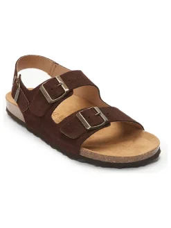 Leder-Sandalen in Braun