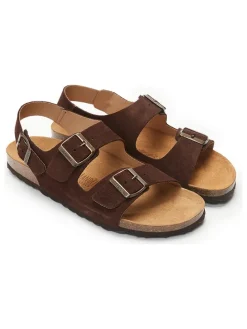 Leder-Sandalen in Braun