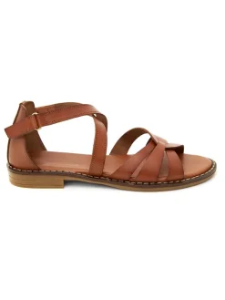 Leder-Sandalen in Braun