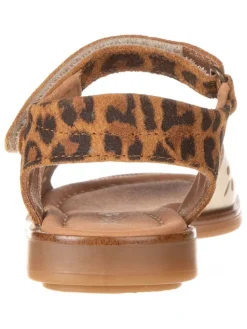 Leder-Sandalen in Braun/ Gold