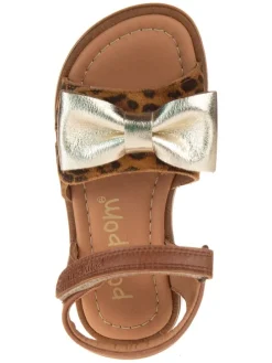 Leder-Sandalen in Braun/ Gold