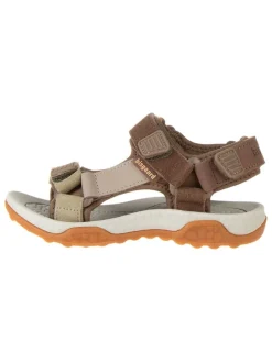 Leder-Sandalen in Braun/ Khaki